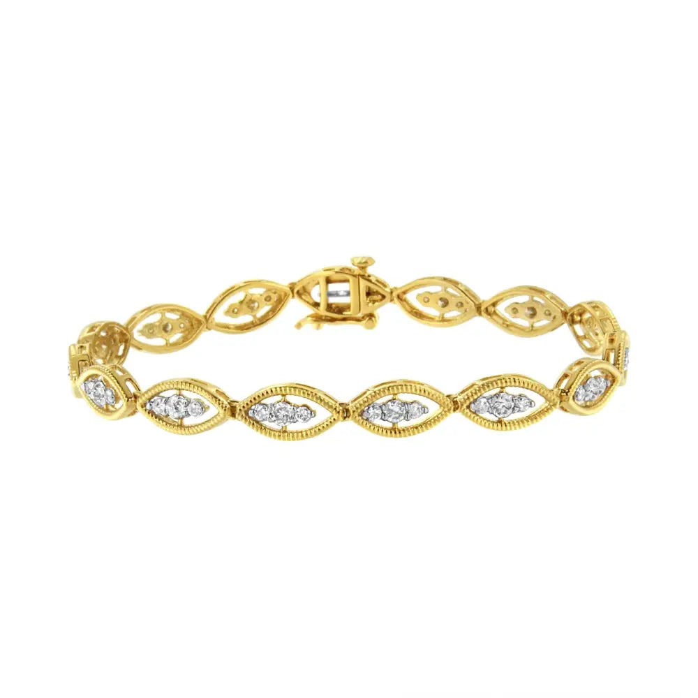 1ct diamond link bracelet in 10k yellow gold plated sterling silver 7.25 bijoux-nyc direct