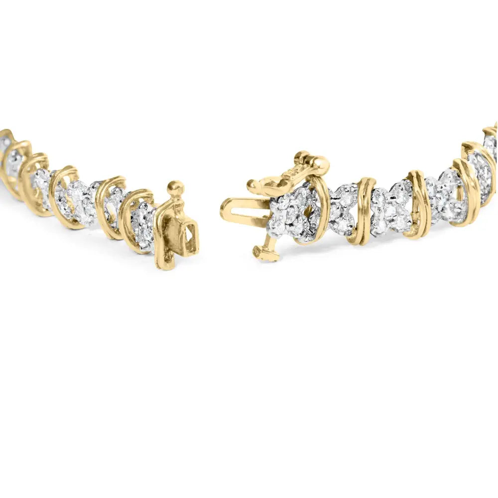 2.0 cttw diamond cluster x-link bracelet in yellow gold-plated sterling silver – 7’’ bijoux-nyc direct