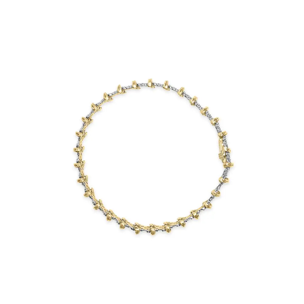2.0 cttw diamond cluster x-link bracelet in yellow gold-plated sterling silver – 7’’ bijoux-nyc direct