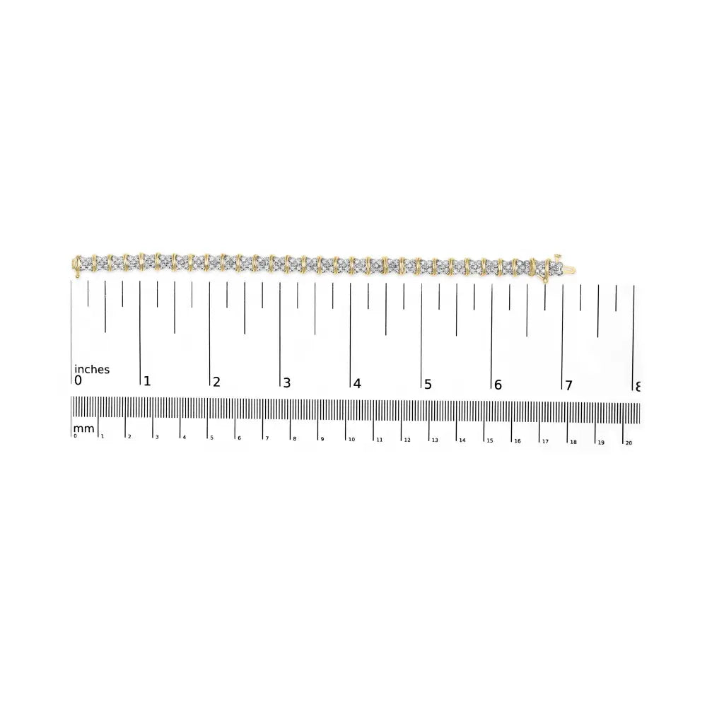 2.0 cttw diamond cluster x-link bracelet in yellow gold-plated sterling silver – 7’’ bijoux-nyc direct