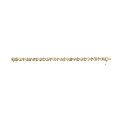 10k yellow gold plated.925 sterling silver 2.00 cttw round cut diamond link 7’’ bracelet (h i color i2 i3 clarity)