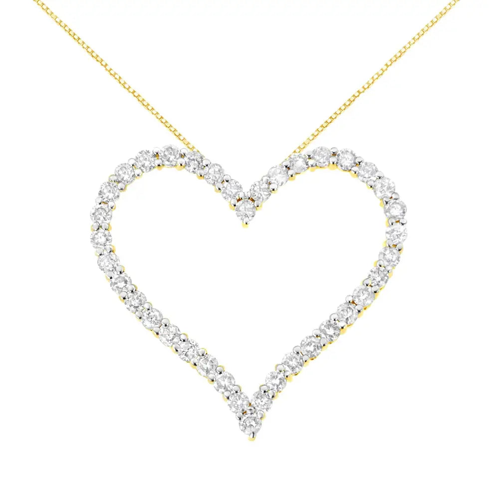 3 cttw natural diamond open heart pendant in 10k gold plated silver 18 inch bijoux-nyc direct
