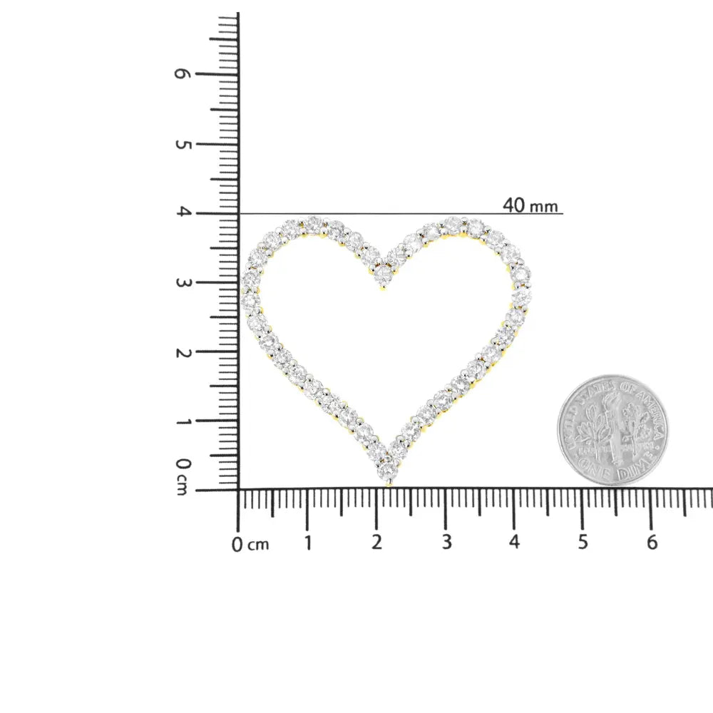 10k Yellow Gold Plated .925 Sterling Silver 3.0 cttw Round-Cut Diamond Open Heart Pendant Necklace (J-K Color, I1-I2 Clarity) - 18" - Bijoux-NYC Direct