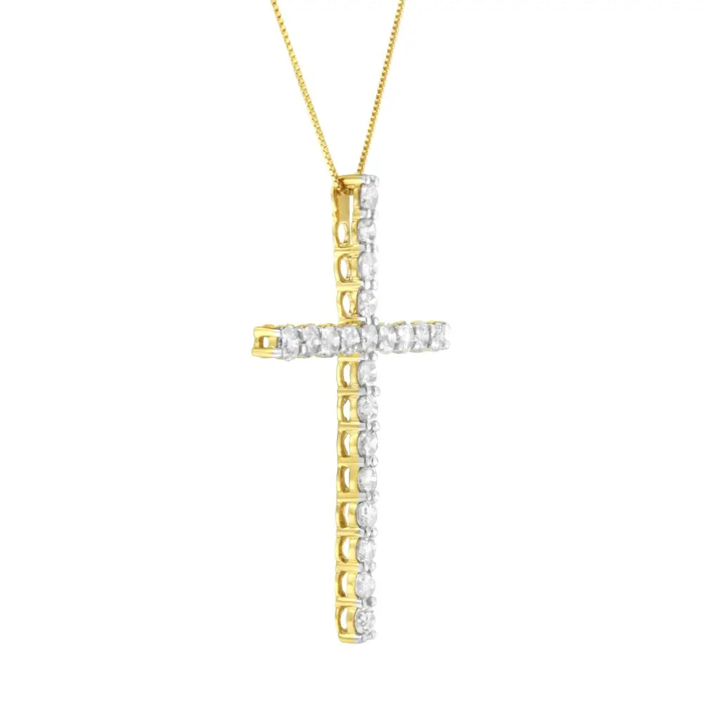 4 cttw diamond cross pendant necklace in 10k gold-plated silver bijoux-nyc direct