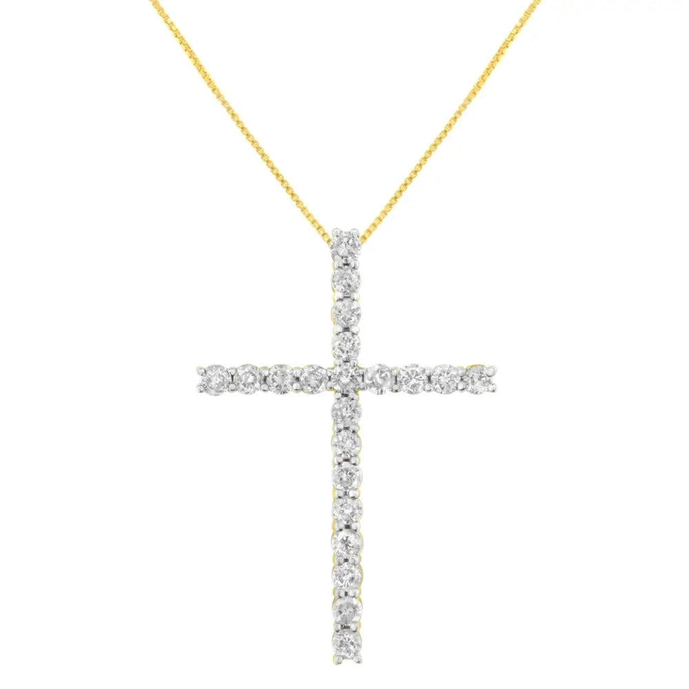 4 cttw diamond cross pendant necklace in 10k gold-plated silver bijoux-nyc direct