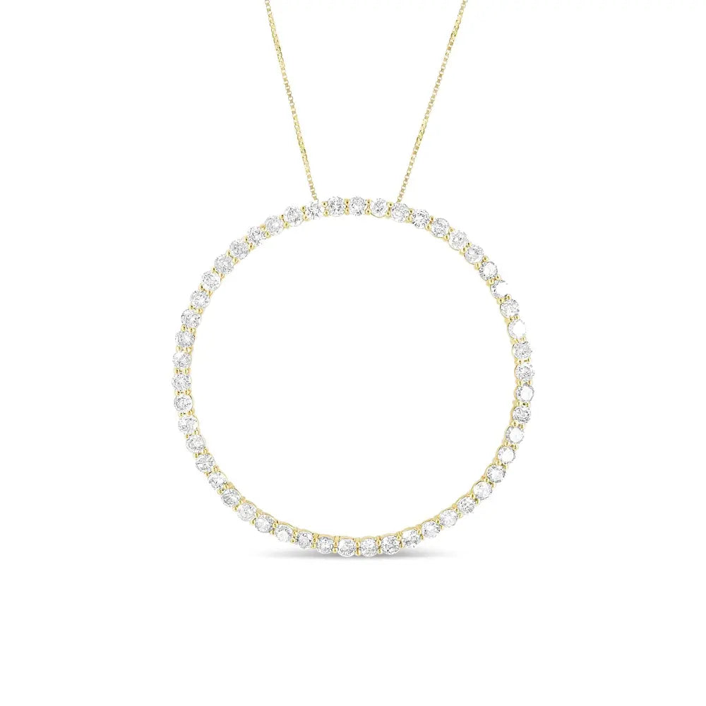 10K Yellow Gold Plated .925 Sterling Silver 4 Cttw Diamond Circle Hoop 18" Pendant Necklace (J-K Color, I1-I2 Clarity) - Bijoux-NYC Direct