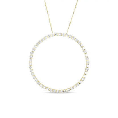 10K Yellow Gold Plated .925 Sterling Silver 4 Cttw Diamond Circle Hoop 18" Pendant Necklace (J-K Color, I1-I2 Clarity) - Bijoux-NYC Direct