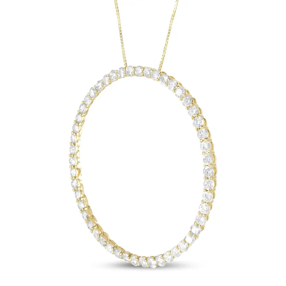 10K Yellow Gold Plated .925 Sterling Silver 4 Cttw Diamond Circle Hoop 18" Pendant Necklace (J-K Color, I1-I2 Clarity) - Bijoux-NYC Direct