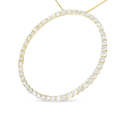 10K Yellow Gold Plated .925 Sterling Silver 4 Cttw Diamond Circle Hoop 18" Pendant Necklace (J-K Color, I1-I2 Clarity) - Bijoux-NYC Direct