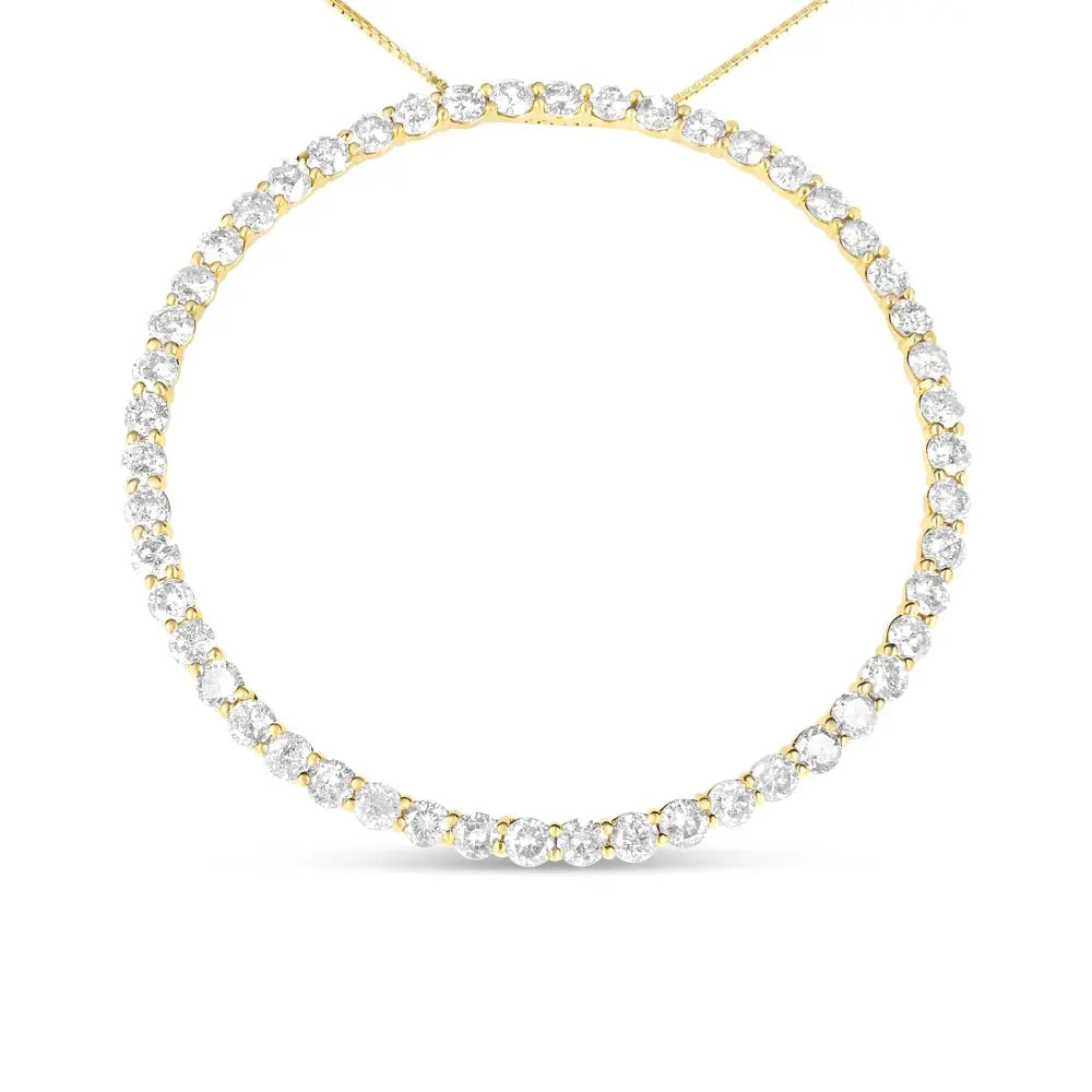 10K Yellow Gold Plated .925 Sterling Silver 4 Cttw Diamond Circle Hoop 18" Pendant Necklace (J-K Color, I1-I2 Clarity) - Bijoux-NYC Direct