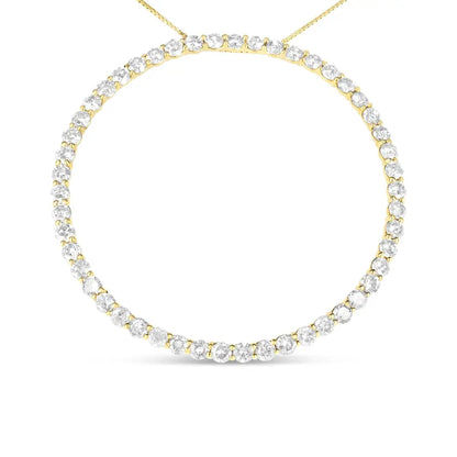 10K Yellow Gold Plated .925 Sterling Silver 4 Cttw Diamond Circle Hoop 18" Pendant Necklace (J-K Color, I1-I2 Clarity) - Bijoux-NYC Direct