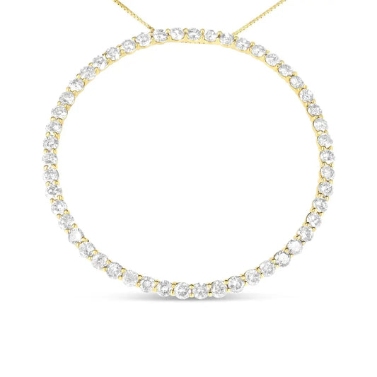 10K Yellow Gold Plated .925 Sterling Silver 4 Cttw Diamond Circle Hoop 18" Pendant Necklace (J-K Color, I1-I2 Clarity) - Bijoux-NYC Direct
