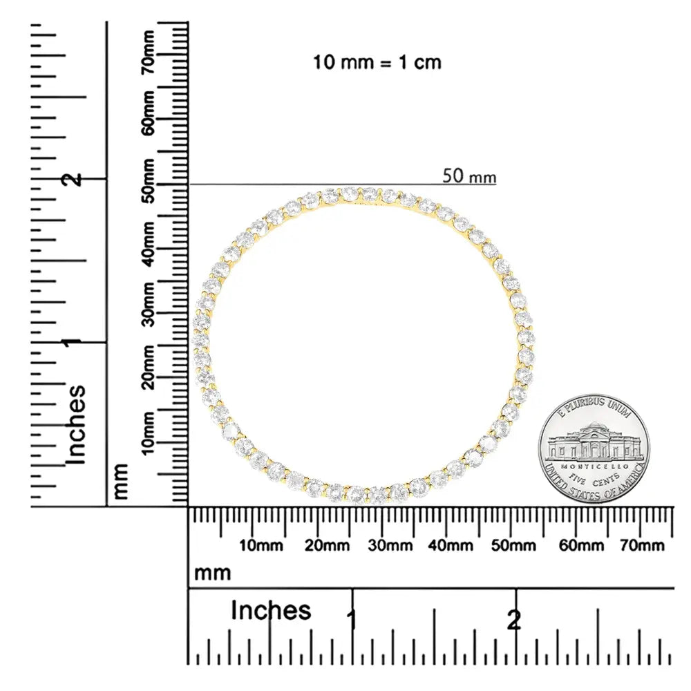 10K Yellow Gold Plated .925 Sterling Silver 4 Cttw Diamond Circle Hoop 18" Pendant Necklace (J-K Color, I1-I2 Clarity) - Bijoux-NYC Direct