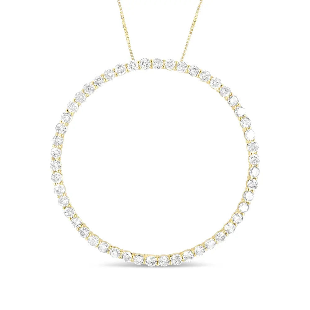 10K Yellow Gold Plated .925 Sterling Silver 4 Cttw Diamond Circle Hoop 18" Pendant Necklace (J-K Color, I1-I2 Clarity) - Bijoux-NYC Direct