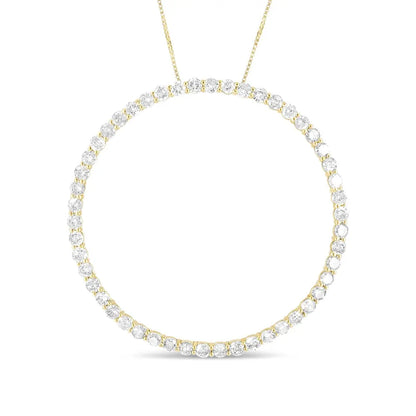 10K Yellow Gold Plated .925 Sterling Silver 4 Cttw Diamond Circle Hoop 18" Pendant Necklace (J-K Color, I1-I2 Clarity) - Bijoux-NYC Direct