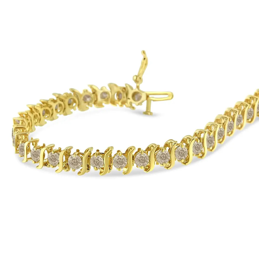 7cttw diamond s link bracelet in 10k yellow gold plated silver 7 bijoux-nyc direct