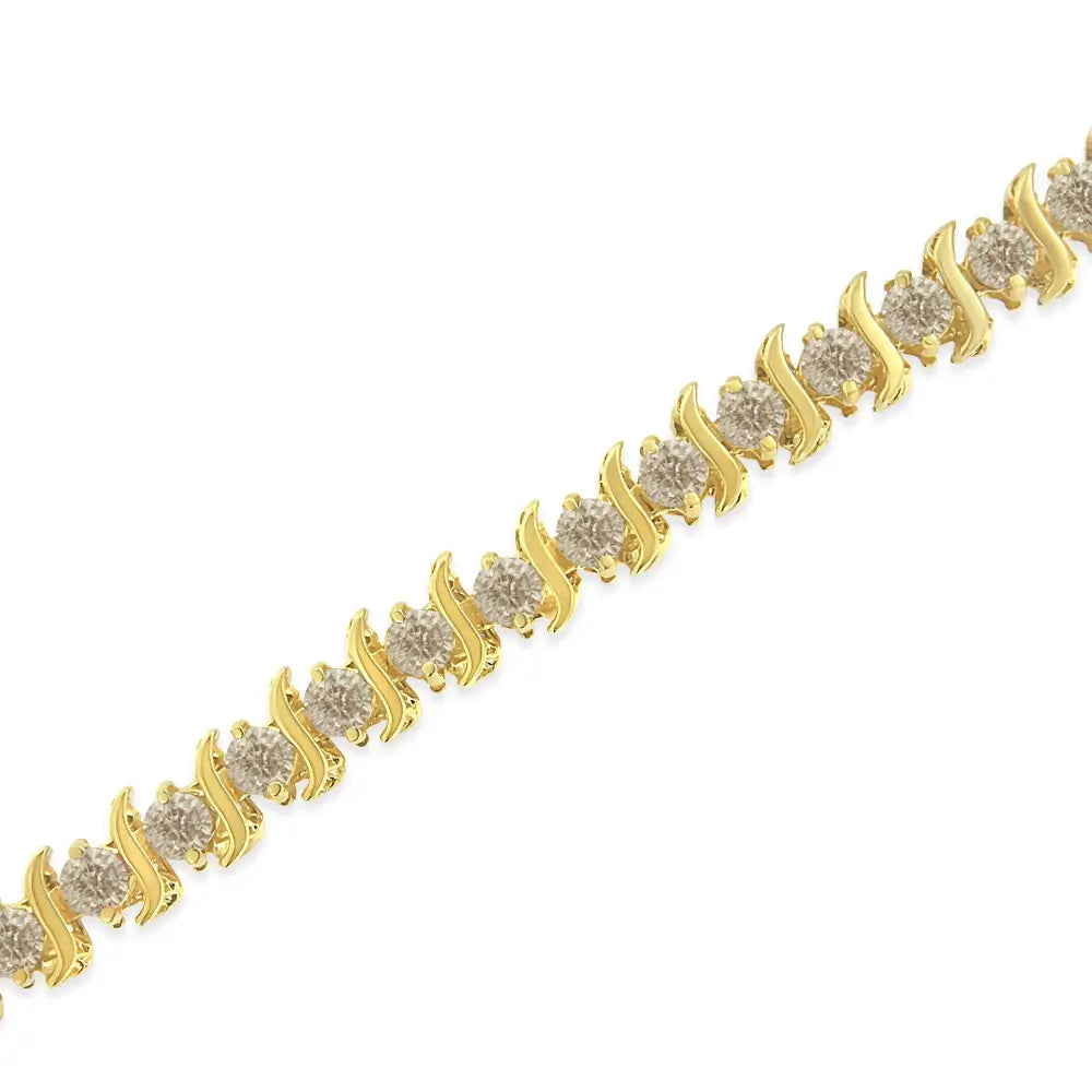 7cttw diamond s link bracelet in 10k yellow gold plated silver 7 bijoux-nyc direct