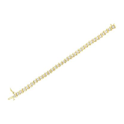 10k yellow gold plated.925 sterling silver 7.0 cttw 2 prong set round brilliant cut diamond ’s’ link bracelet (j k color i1 i2