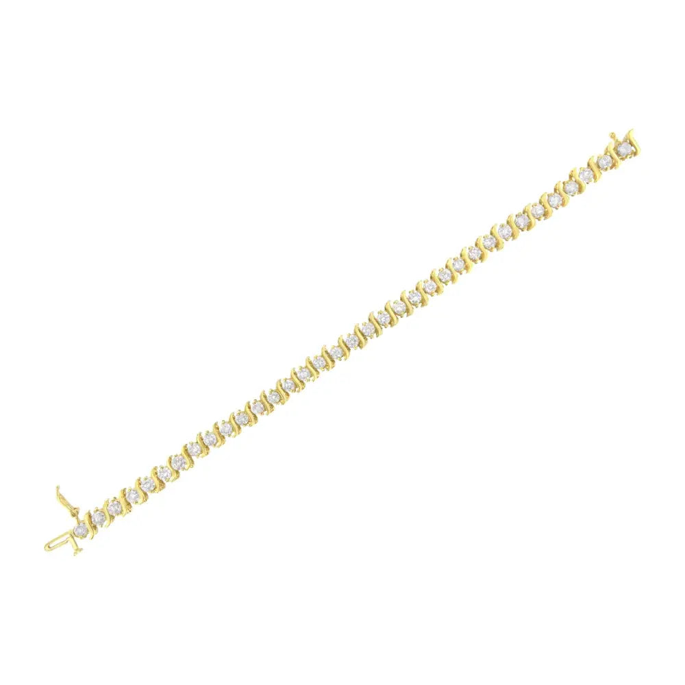 7cttw diamond s link bracelet in 10k yellow gold plated silver 7 bijoux-nyc direct