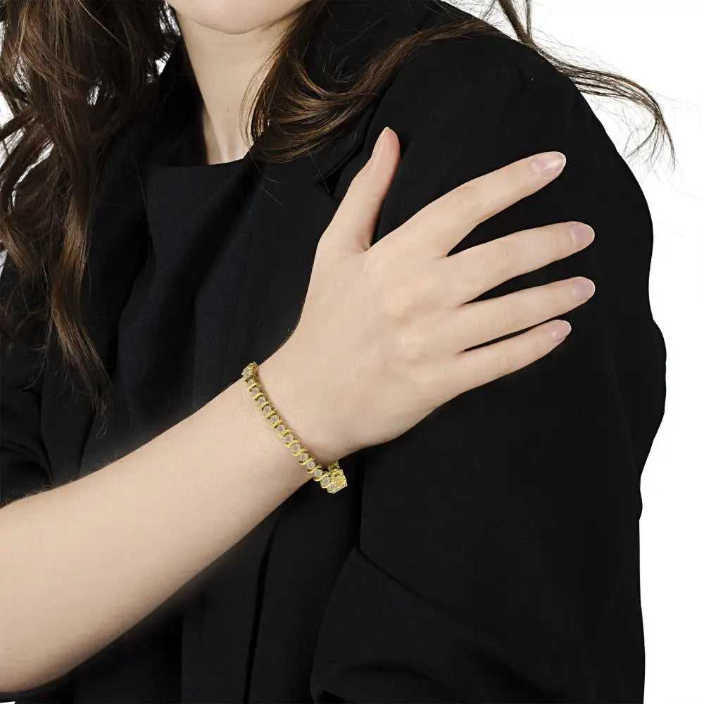 7cttw diamond s link bracelet in 10k yellow gold plated silver 7 bijoux-nyc direct