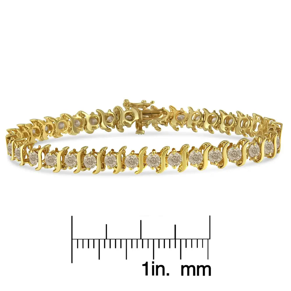 7cttw diamond s link bracelet in 10k yellow gold plated silver 7 bijoux-nyc direct