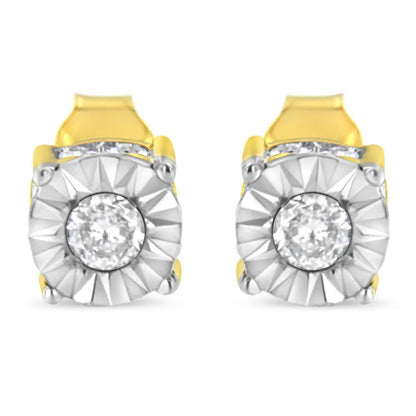 10K Yellow Gold Plated Sterling Silver 1/2 Cttw Miracle Set Diamond Stud Earring (J-K Color, I2-I3 Clarity) - Bijoux-NYC Direct
