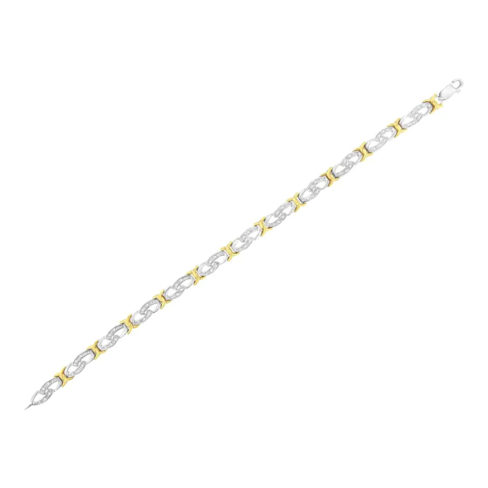10k gold-plated silver 1/4 cttw diamond infinity x-link bracelet 7.25 bijoux-nyc direct