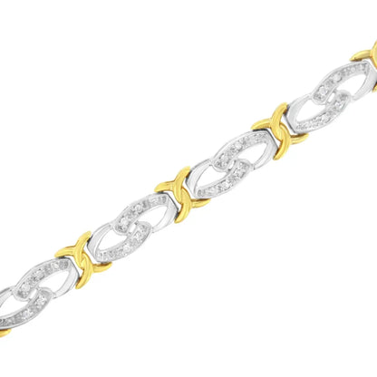 10k Yellow Gold Plated Sterling Silver 1/4 cttw Diamond Infinity and X Link Bracelet (I-J Clarity, I2-I3 Color) - Size 7.25" - Bijoux-NYC Direct