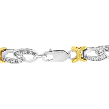10k Yellow Gold Plated Sterling Silver 1/4 cttw Diamond Infinity and X Link Bracelet (I-J Clarity, I2-I3 Color) - Size 7.25" - Bijoux-NYC Direct