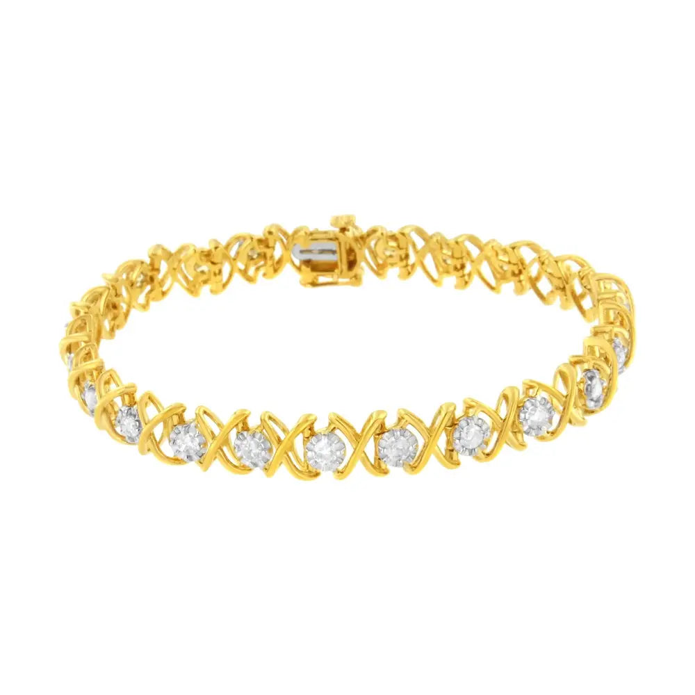 2.0 cttw diamond xoxo link bracelet in 10k gold plated silver 7.25 inch bijoux-nyc direct