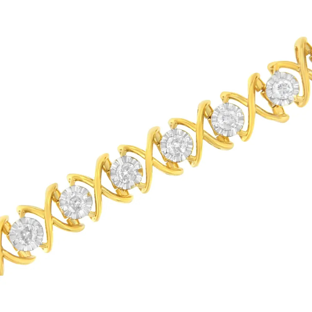 2.0 cttw diamond xoxo link bracelet in 10k gold plated silver 7.25 inch bijoux-nyc direct