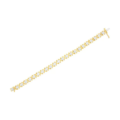 10K Yellow Gold Plated Sterling Silver 2 cttw Diamond "XOXO" Bracelet (J-K Clarity, I1-I2 Color) - Size 7.25" - Bijoux-NYC Direct