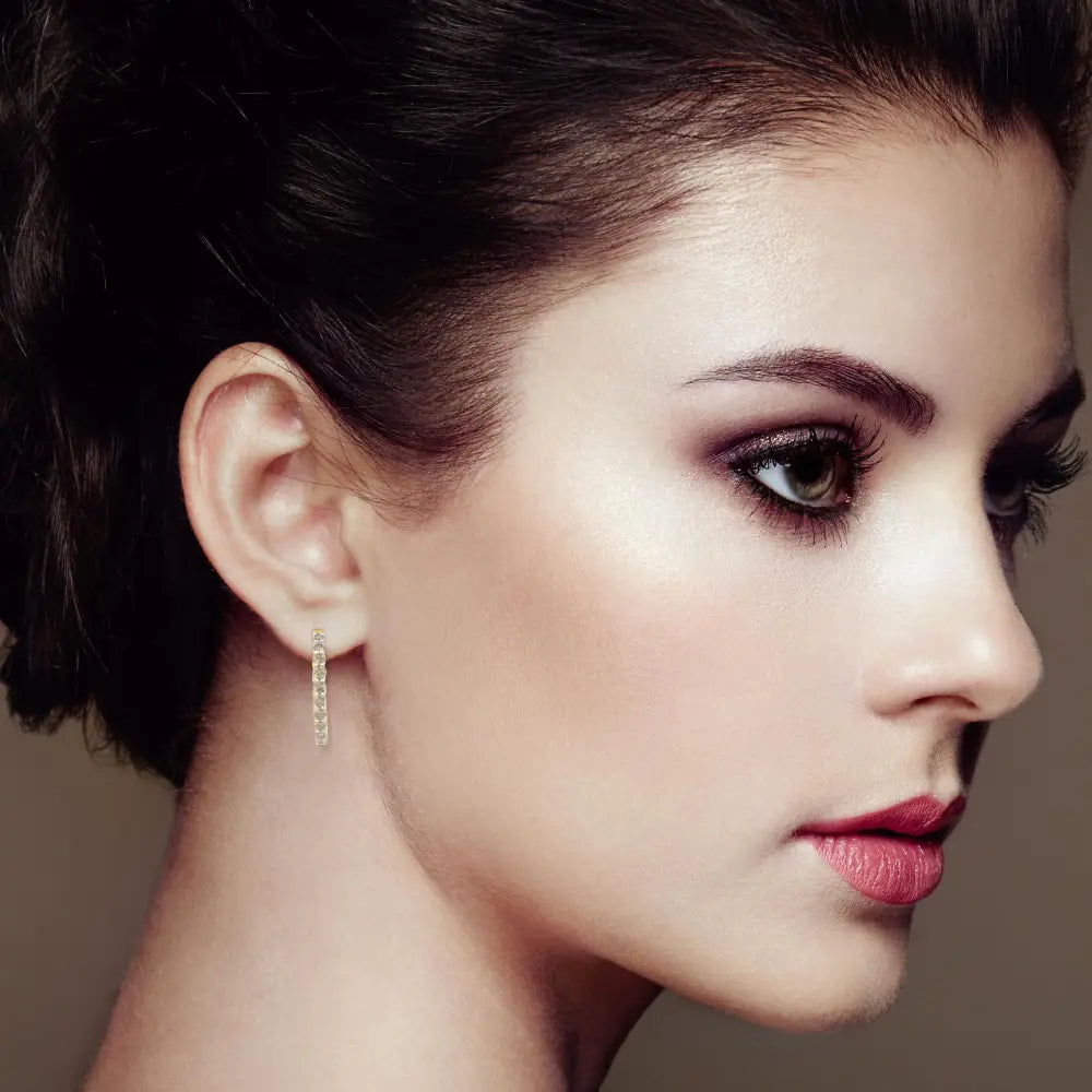 Diamond hoop earrings in 10k yellow gold plated silver 2 cttw bijoux-nyc direct