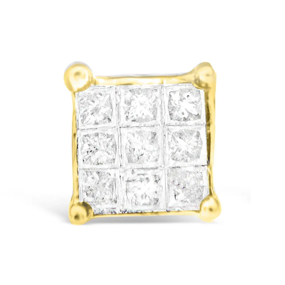 10K Yellow Gold Princess-cut Composite 18-stone Diamond Earrings (0.25 CTTW, J-K color, I2-I3 clarity) - Bijoux-NYC Direct