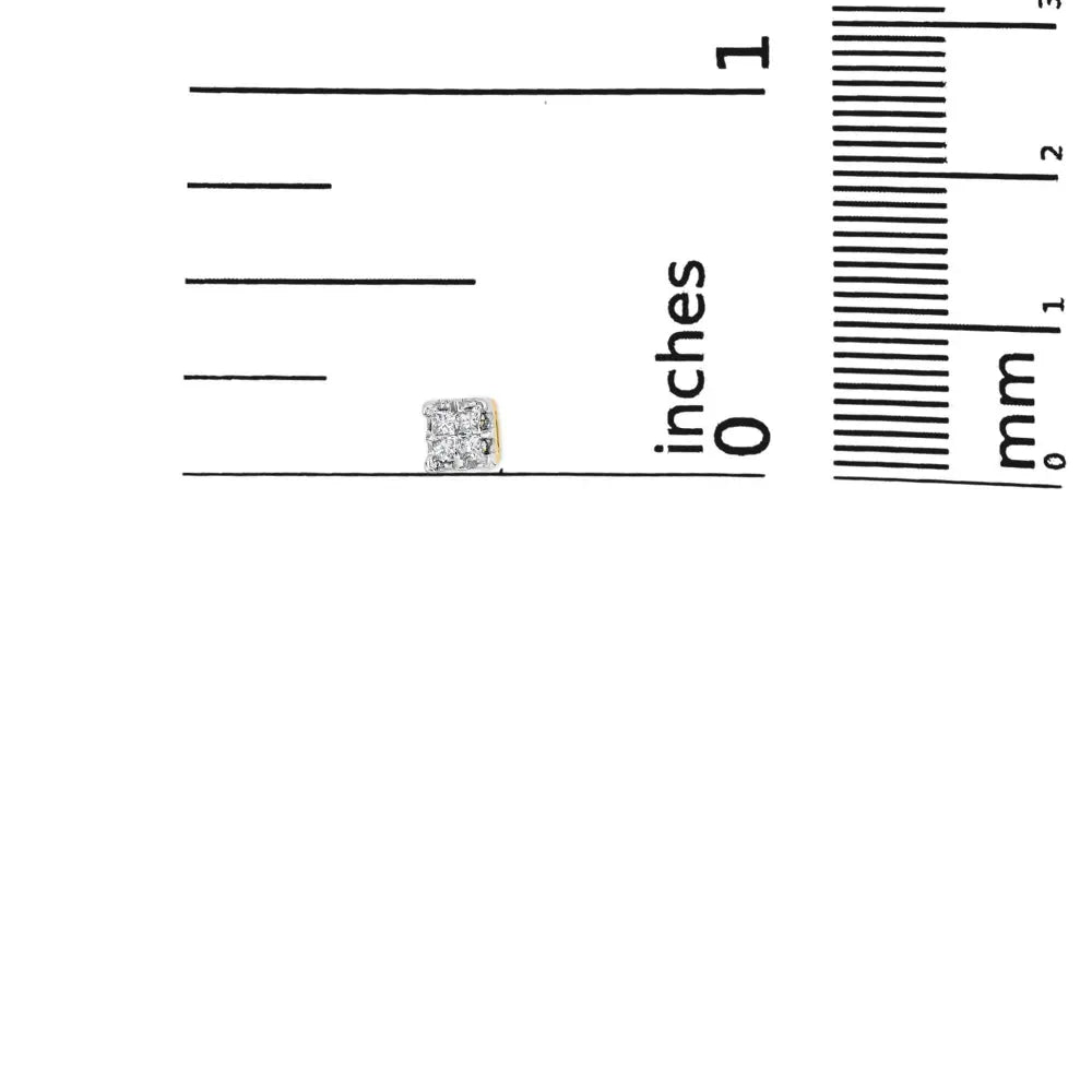 10k Yellow Gold Princess Diamond Quad Stud Earrings (1/4 cttw, J-K Color, I2-I3 Clarity) - Bijoux-NYC Direct