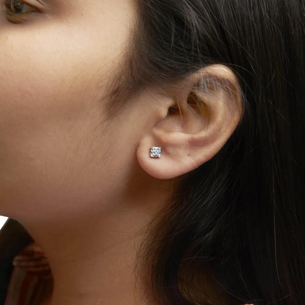 10k Yellow Gold Princess Diamond Quad Stud Earrings (1/4 cttw, J-K Color, I2-I3 Clarity) - Bijoux-NYC Direct
