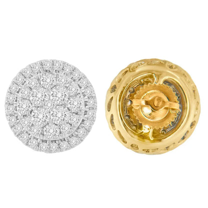 10K Yellow Gold Round Cut Diamond Earrings (1.5 cttw, H-I Color, I2-I3 Clarity) - Bijoux-NYC Direct