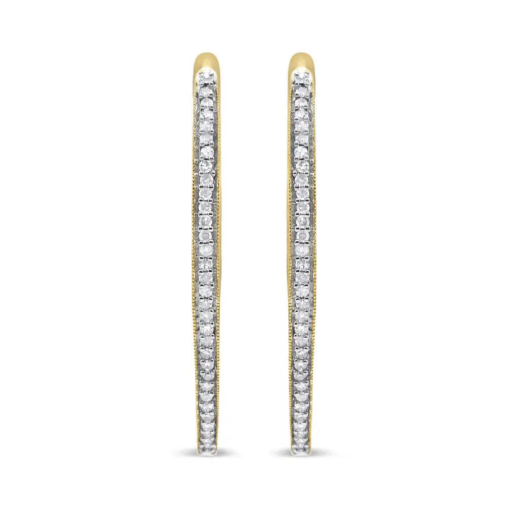 1ct round diamond inside out hoop earrings in 10k yellow gold bijoux-nyc direct