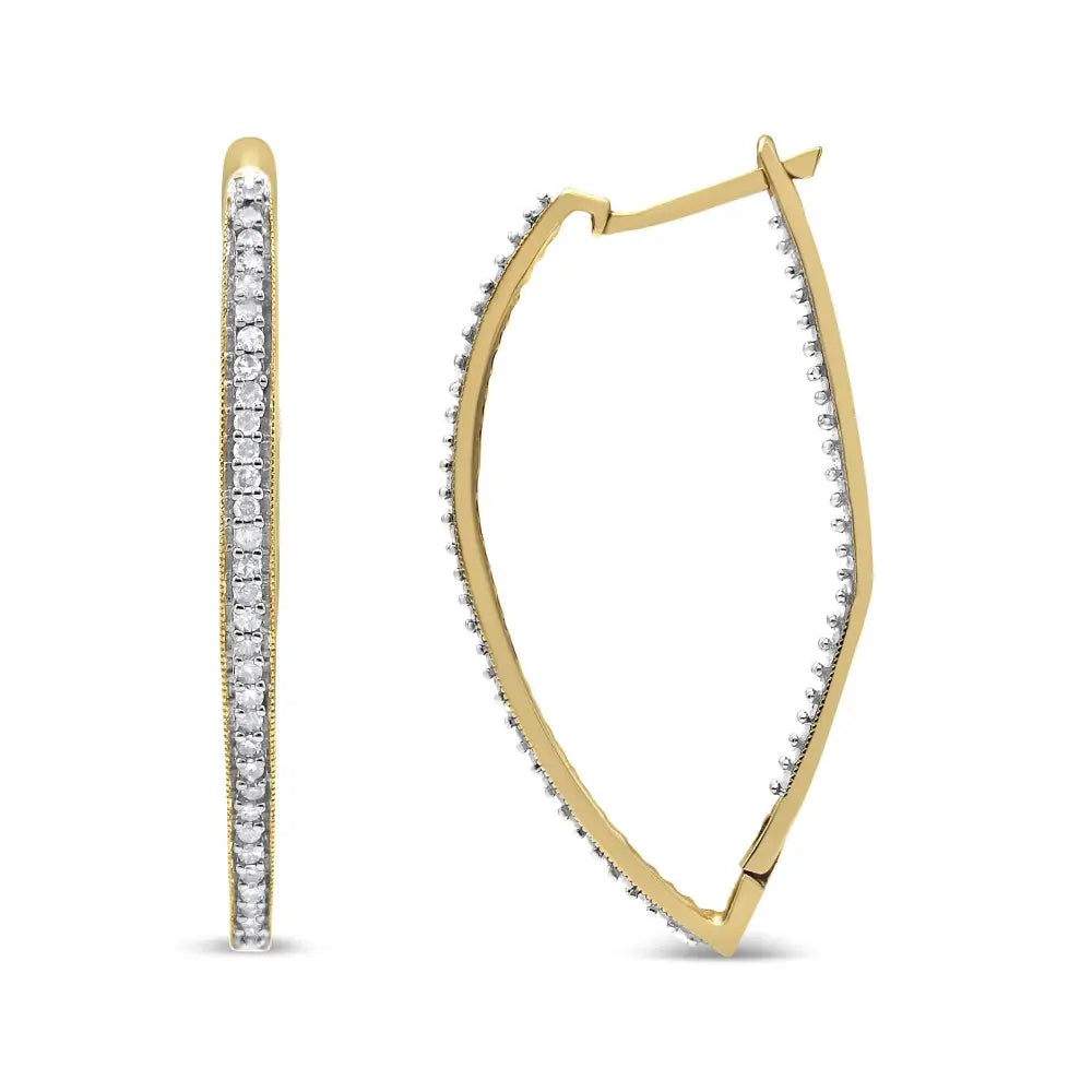1ct round diamond inside out hoop earrings in 10k yellow gold bijoux-nyc direct