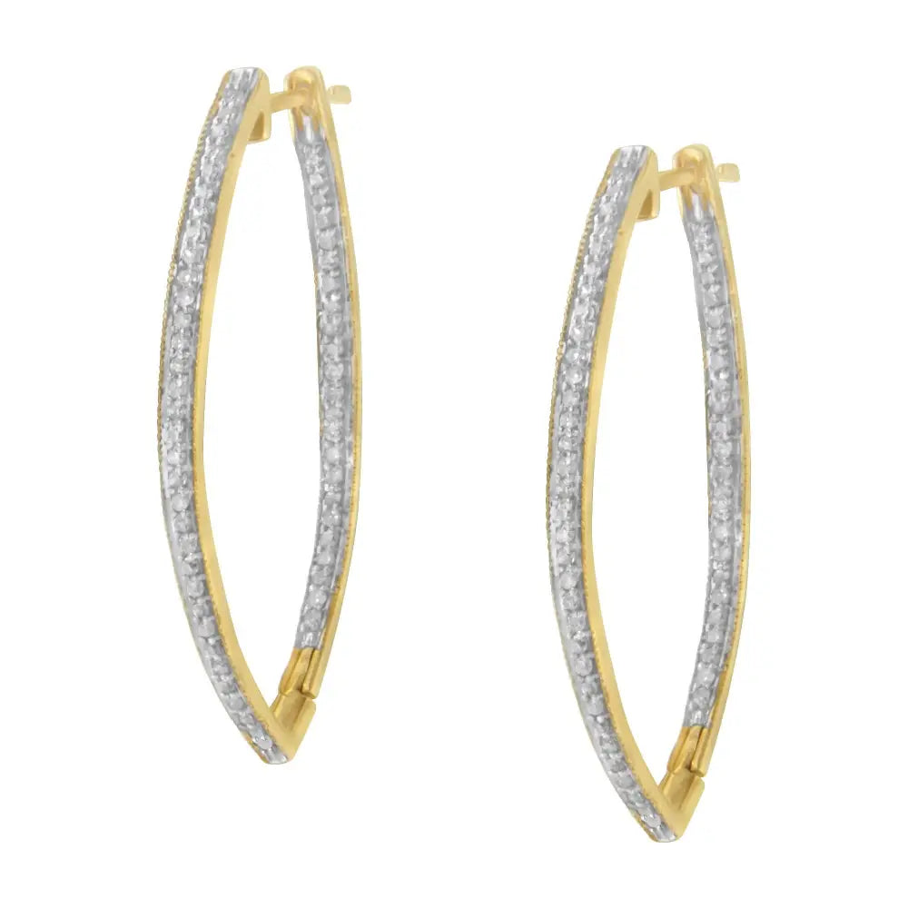 1ct round diamond inside out hoop earrings in 10k yellow gold bijoux-nyc direct