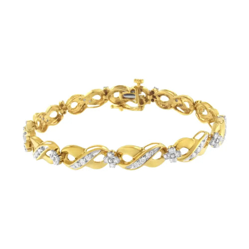 1.00 cttw diamond infinite love bracelet in 10k yellow gold bijoux-nyc direct