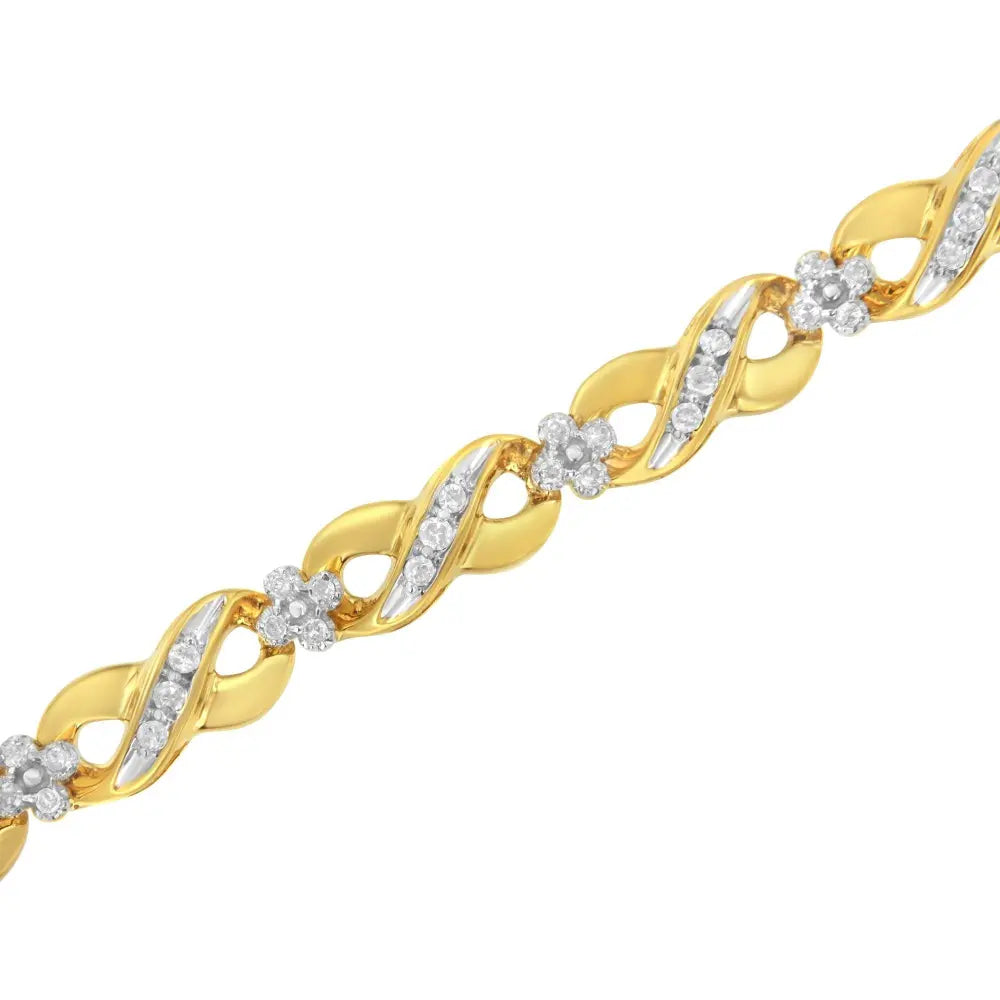 10K Yellow Gold Round-Cut Diamond Infinite Love Bracelet (1.00 cttw, I-J Color, I2-I3 Clarity) - Bijoux-NYC Direct