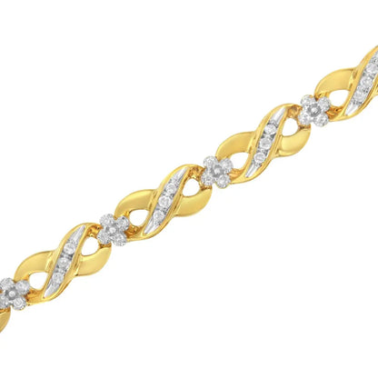 10K Yellow Gold Round-Cut Diamond Infinite Love Bracelet (1.00 cttw, I-J Color, I2-I3 Clarity) - Bijoux-NYC Direct