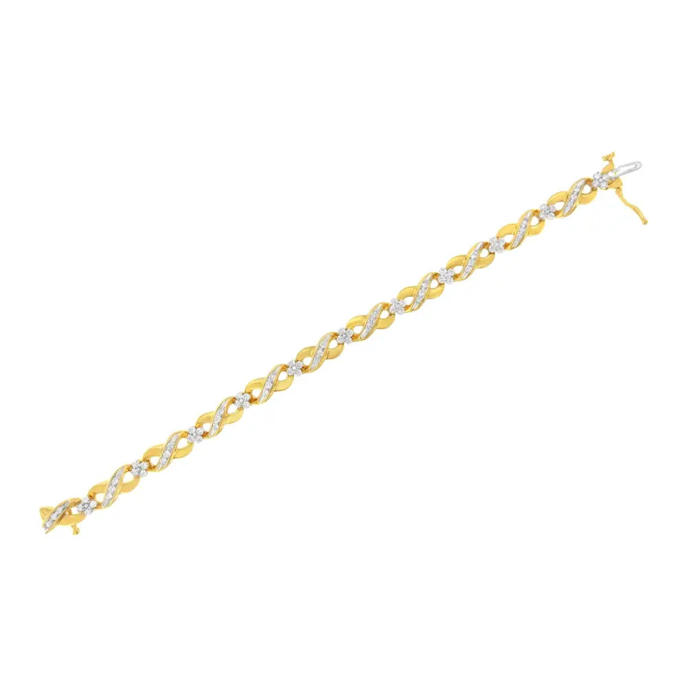 1.00 cttw diamond infinite love bracelet in 10k yellow gold bijoux-nyc direct