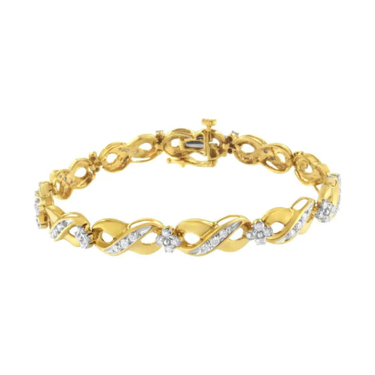 10K Yellow Gold Round-Cut Diamond Infinite Love Bracelet (1.00 cttw, I-J Color, I2-I3 Clarity) - Bijoux-NYC Direct