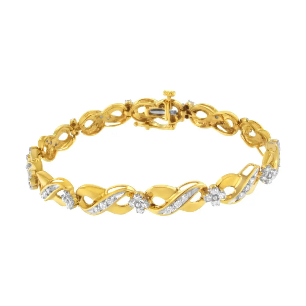 10K Yellow Gold Round-Cut Diamond Infinite Love Bracelet (1.00 cttw, I-J Color, I2-I3 Clarity) - Bijoux-NYC Direct
