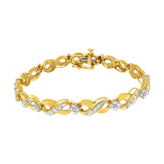 10K Yellow Gold Round-Cut Diamond Infinite Love Bracelet (1.00 cttw, I-J Color, I2-I3 Clarity) - Bijoux-NYC Direct