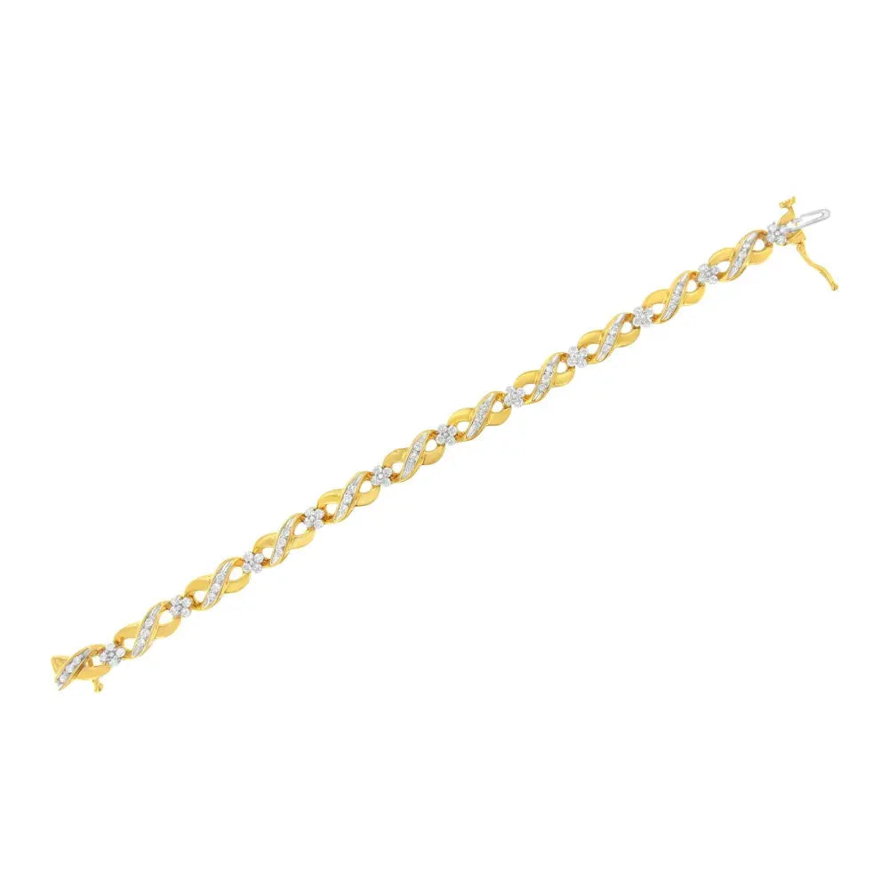 10K Yellow Gold Round-Cut Diamond Infinite Love Bracelet (1.00 cttw, I-J Color, I2-I3 Clarity) - Bijoux-NYC Direct