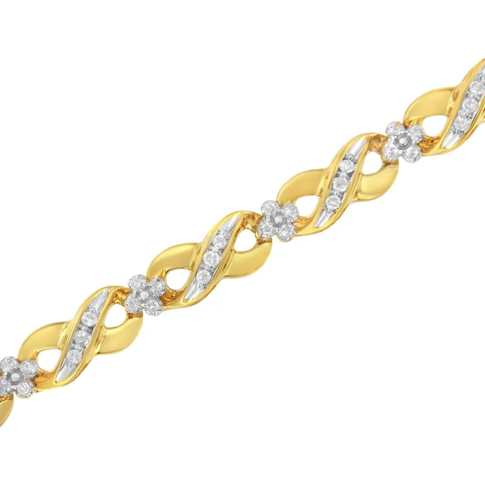 1.00 cttw diamond infinite love bracelet in 10k yellow gold bijoux-nyc direct