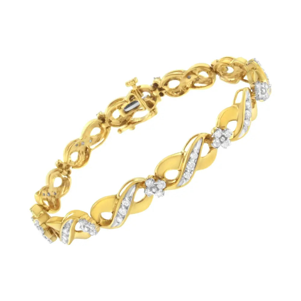 10K Yellow Gold Round-Cut Diamond Infinite Love Bracelet (1.00 cttw, I-J Color, I2-I3 Clarity) - Bijoux-NYC Direct